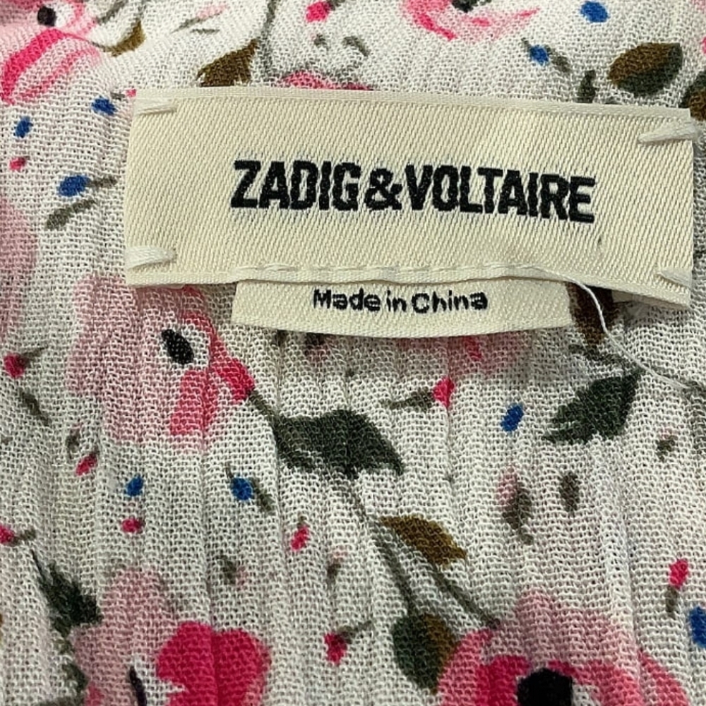 Zadig & Voltaire Raspail Print Floral Crinkle Peasant Boho Dress XS - Picture 5 of 5